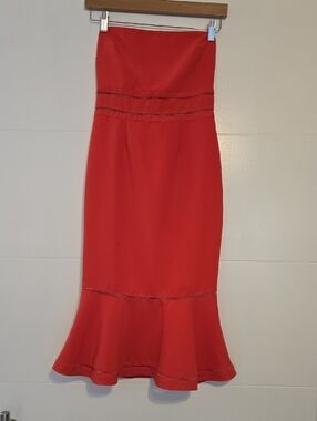 Strapless Red/Coral Mermaid Hem Dress